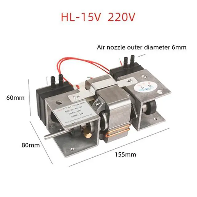 Alt view image 2 of 5 - HL-15L 110V/220V Small 12V high Positive and Negative Pressure Vacuum Pump Double Head Diaphragm Pump Micro Air Pump