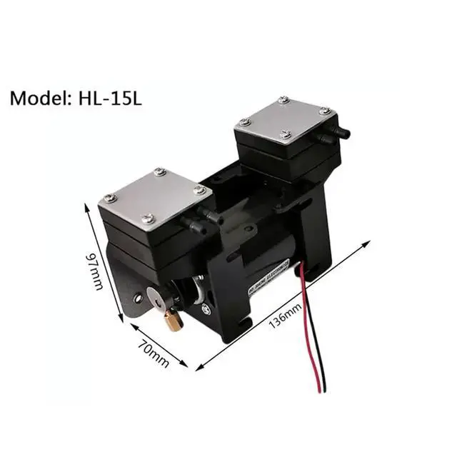 Alt view image 3 of 5 - HL-15L 110V/220V Small 12V high Positive and Negative Pressure Vacuum Pump Double Head Diaphragm Pump Micro Air Pump