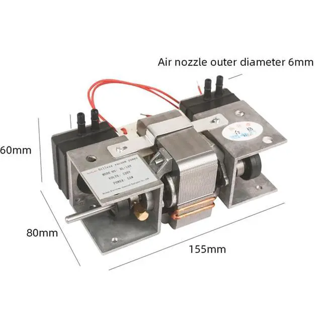 Alt view image 4 of 5 - HL-15L 110V/220V Small 12V high Positive and Negative Pressure Vacuum Pump Double Head Diaphragm Pump Micro Air Pump