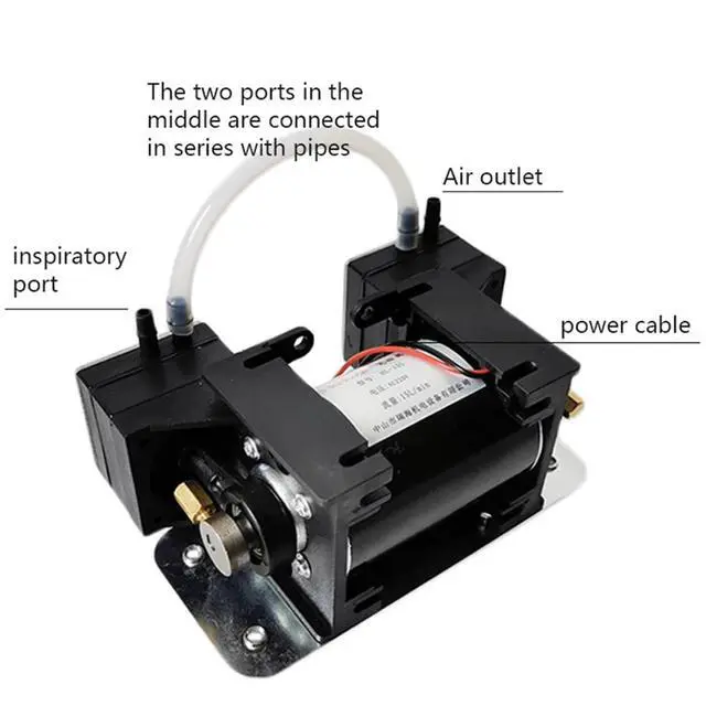Alt view image 5 of 5 - HL-15L 110V/220V Small 12V high Positive and Negative Pressure Vacuum Pump Double Head Diaphragm Pump Micro Air Pump