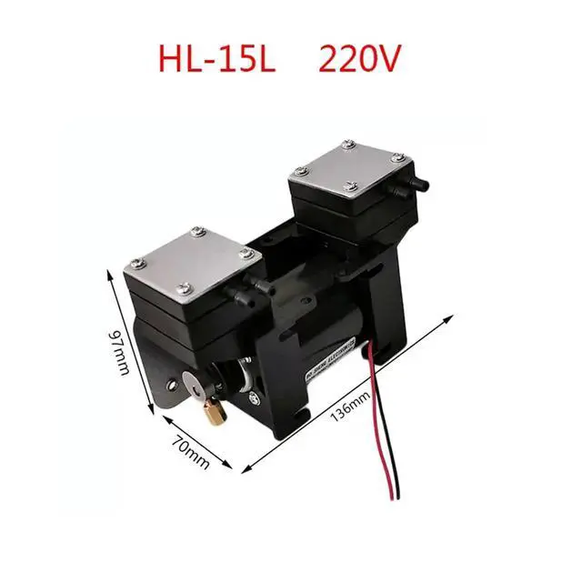 Alt view image 2 of 5 - HL-15L 110V/220V Small 12V high Positive and Negative Pressure Vacuum Pump Double Head Diaphragm Pump Micro Air Pump