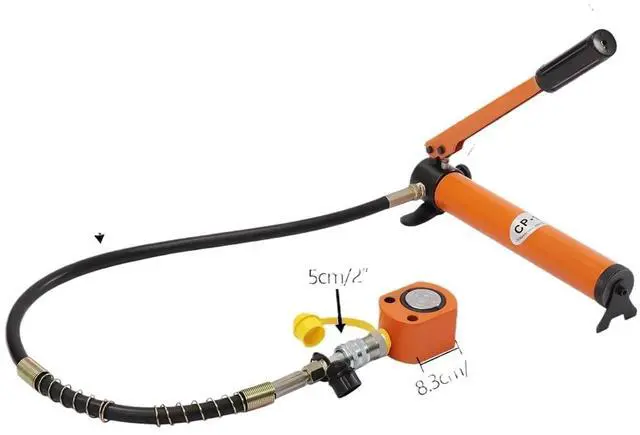 Alt view image 2 of 2 - 1pcs 10/20T Hydraulic Ram Cylinder Jack Low Profile Porta Power Ram Single-Acting Mini Jack Ram with CP-180 Hydraulic Hand Pump(10T Pump)