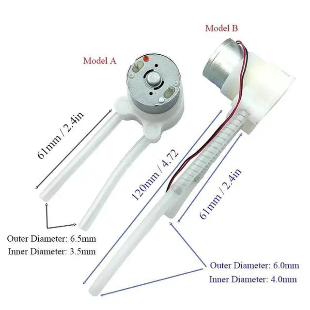 Alt view image 3 of 5 - Mini Peristaltic Pump 3V 5V Micro Self-priming Suction Liquid Dosing Ink Squeeze Sampling Pump(Model A)