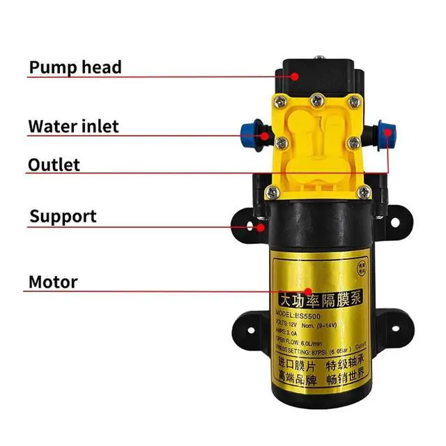 Alt view image 4 of 7 - 12V 8.0L High Pressure Agricultural Spray Pump Self-Priming Diaphragm Water Pump for Pesticide Application in Farming(Reflux-8.0L)