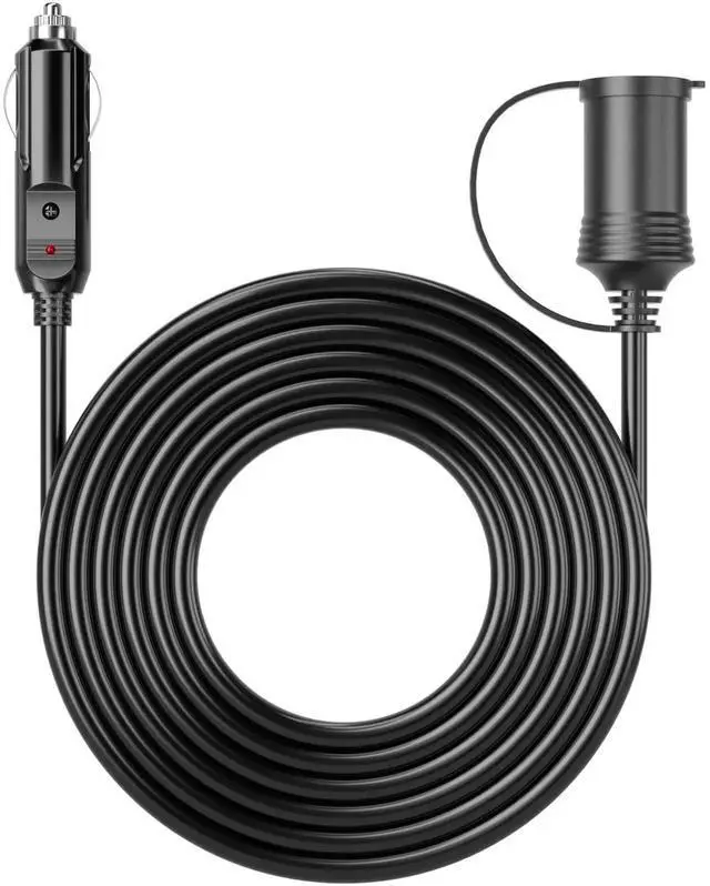 Main image of 12FT 12V Cigarette Lighter Extension Cord 16AWG, Male to Female Socket 72W/6A Extension Cable with LED Light for Air Compressors, Mini Fridges, Car Vacuums and Other 12V Devices