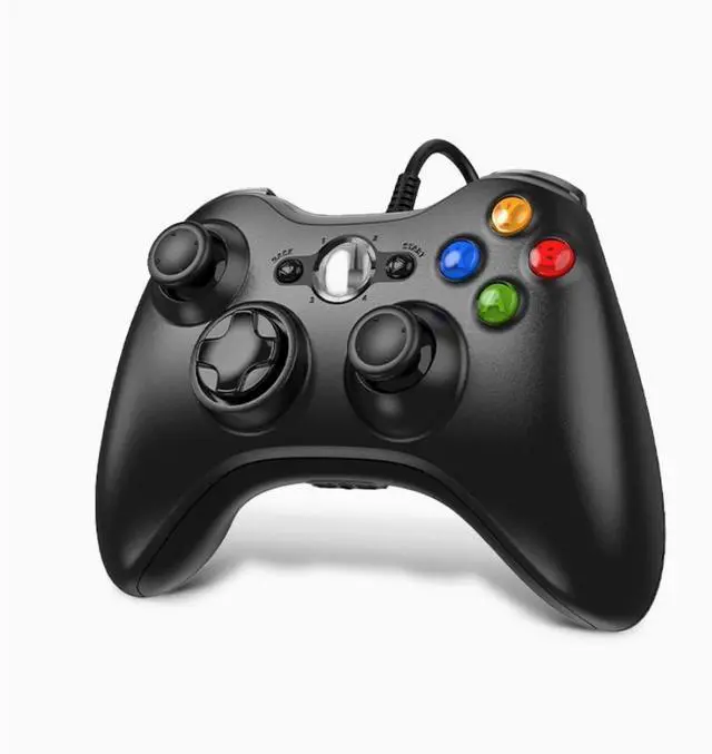 Alt view image 3 of 4 - X360 Wired Gaming Controller for Computer Steam Dual Vibration X360 Wireless Bluetooth Shared Host for Dedicated Use Black wired 360 handle with microphone hole