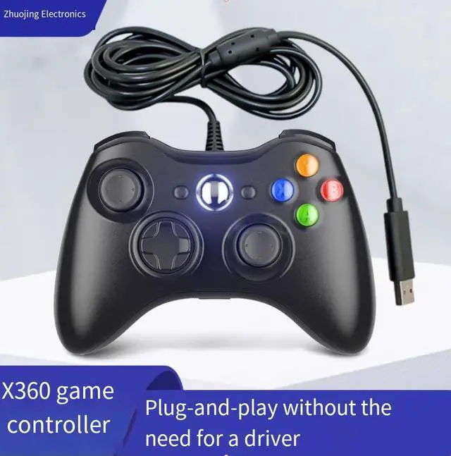 Alt view image 4 of 4 - X360 Wired Gaming Controller for Computer Steam Dual Vibration X360 Wireless Bluetooth Shared Host for Dedicated Use Black wired 360 handle with microphone hole