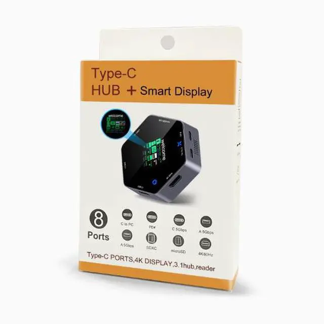 Alt view image 3 of 5 - Expansion dock, Type-C smart display, 4K 60p high-definition HDMI, 8-in-1 multi-port PD charging digital display, USB extende