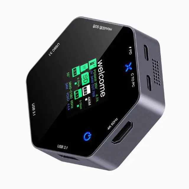 Alt view image 4 of 5 - Expansion dock, Type-C smart display, 4K 60p high-definition HDMI, 8-in-1 multi-port PD charging digital display, USB extende