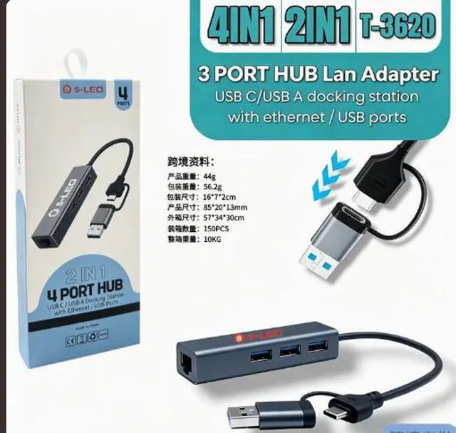 Alt view image 2 of 4 - Computer Type-COSB extender docking station hub cross-border multi-connection accessories desktop gigabit network card + hub 100Mbps network card + HUB