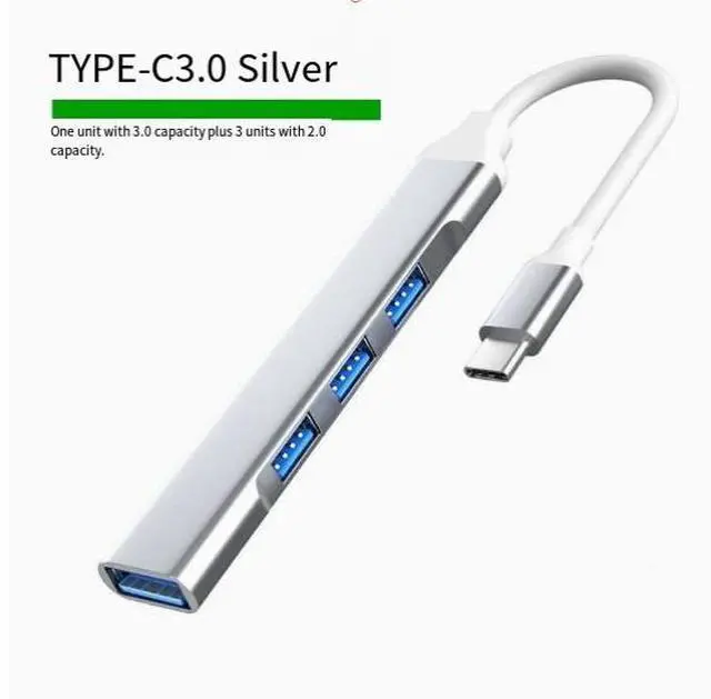 Main image of 2-in-1 USB/Type-C Interface Expander 3.0 HUB Splitter with 1 to 4 Type-C 3.0 Silver