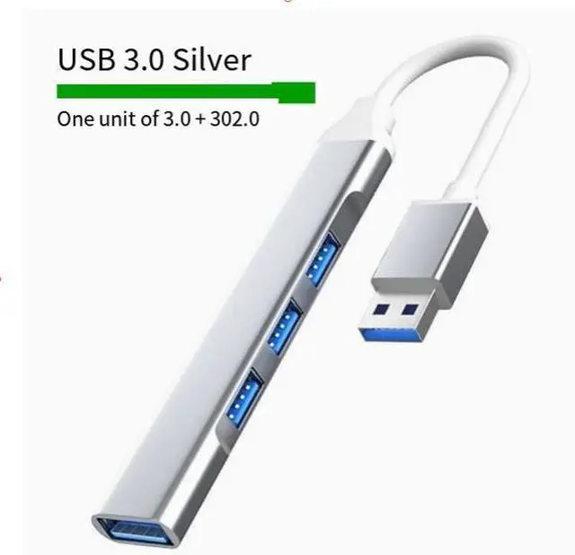 Alt view image 2 of 4 - 2-in-1 USB/Type-C Interface Expander 3.0 HUB Splitter with 1 to 4 Type-C 3.0 Silver