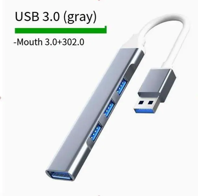Alt view image 3 of 4 - 2-in-1 USB/Type-C Interface Expander 3.0 HUB Splitter with 1 to 4 Type-C 3.0 Silver