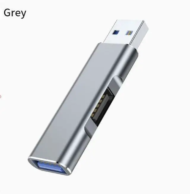 Main image of USB 3.0 2-in-1 hub, Type-C converter, laptop splitter, alloy expansion USB gray