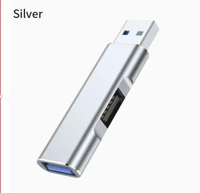 Alt view image 6 of 7 - USB 3.0 2-in-1 hub, Type-C converter, laptop splitter, alloy expansion USB gray