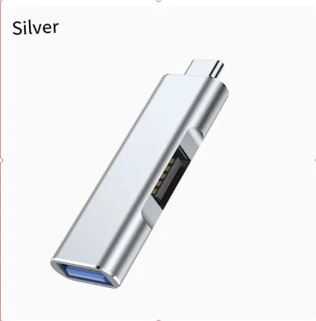 Alt view image 7 of 7 - USB 3.0 2-in-1 hub, Type-C converter, laptop splitter, alloy expansion USB gray