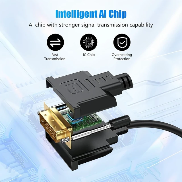 Alt view image 6 of 7 - HDMI to DVI Adapter Cable,Bi Directional DVI-D 24+1 Male to Male
