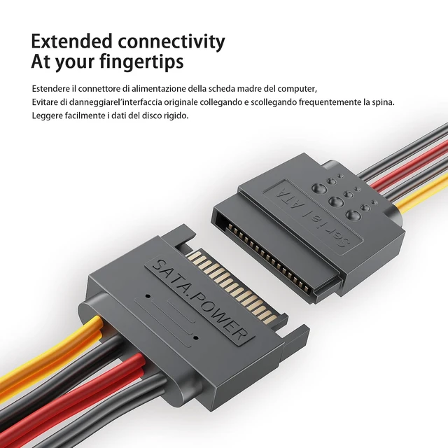 Alt view image 3 of 7 - 3-Pack 15 Pin SATA Power Splitter Cable, 8 Inch Sata Male to 2X Female Cable for HDDSSDOptical Drives