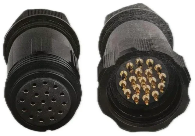 Alt view image 4 of 5 - Socapex 19 Pin Male Female Plug Power Cable Gland Brass Pins (Pre-installed) Inline Connector