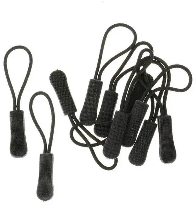 Main image of 10 Anti-slip zipper puller, zipper, zipper extension trailer, practical and robust for back pack, jacket, etc.- Black