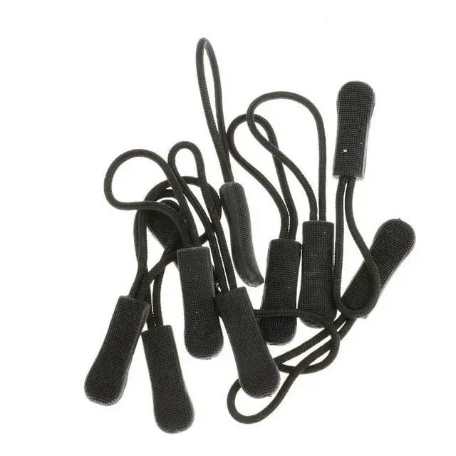 Alt view image 2 of 3 - 10 Anti-slip zipper puller, zipper, zipper extension trailer, practical and robust for back pack, jacket, etc.- Black