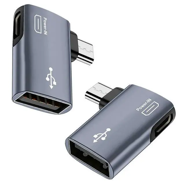 Alt view image 3 of 3 - 2Pcs OTG Adapter for Fire TV Stick 90 Degree Left/Right Angle Micro-USB to USB OTG Adapter for Android Phone Tablet