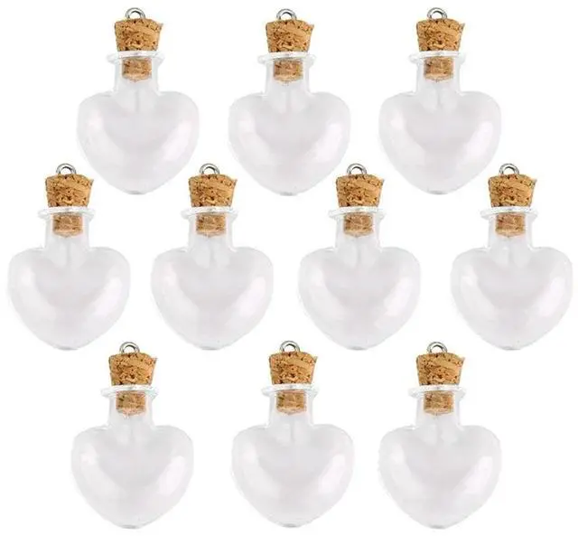 Main image of 10pcs glass cork bottle glasses ampoules wool bottle pendants heart form