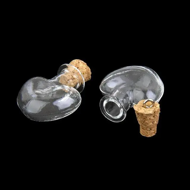 Alt view image 3 of 3 - 10pcs glass cork bottle glasses ampoules wool bottle pendants heart form