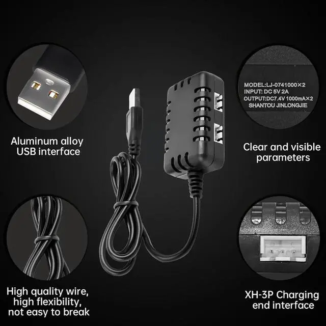 Alt view image 2 of 3 - 2S 7.4V 2-In-1 Charger with XH-3P Connector Plug for AX24 SCX24 UTB18 SCX24 RC Cars & Trucks,7.4V 2S Lithium Batteries
