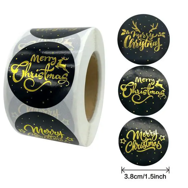Alt view image 2 of 3 - 500Pcs Foil Christmas Stickers Unique Blessing Letters Residue-Free Adhesive els for Diaries Gifts Bags