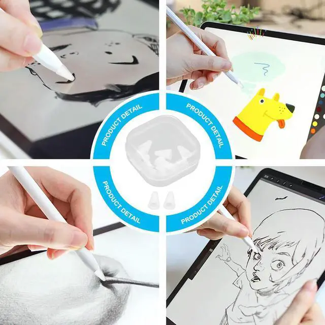 Alt view image 3 of 3 - 8Pcs Pen Nib Cover Stylus Anti-Slip Silicone Protector Case Mute Writing Function Compatible with Pencil 1 2