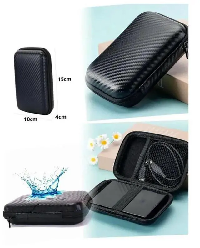 Main image of Faux Leather Hard Drive Case Compact Design For Computer Components& Accessories For Travel& O