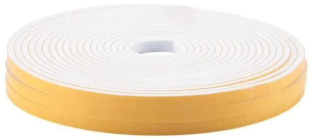 Alt view image 3 of 3 - Self Adhesive Foam Tape Door Window Seal Door Draught Excluder Weatherstripping, 6mm Wide x 3mm Thick 3 Pcs Each White