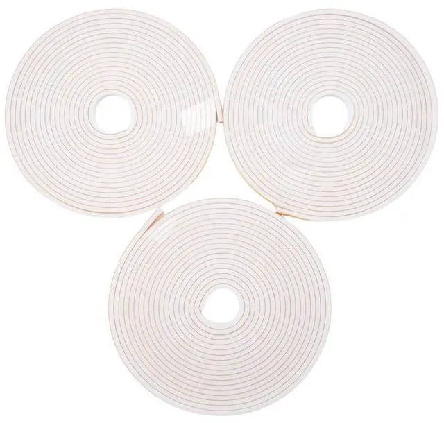 Main image of Self Adhesive Foam Tape Door Window Seal Door Draught Excluder Weatherstripping, 6mm Wide x 3mm Thick 3 Pcs Each White