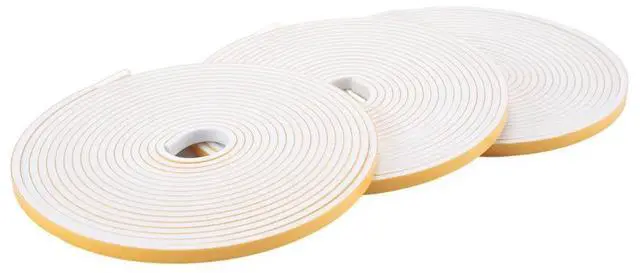Alt view image 2 of 3 - Self Adhesive Foam Tape Door Window Seal Door Draught Excluder Weatherstripping, 6mm Wide x 3mm Thick 3 Pcs Each White