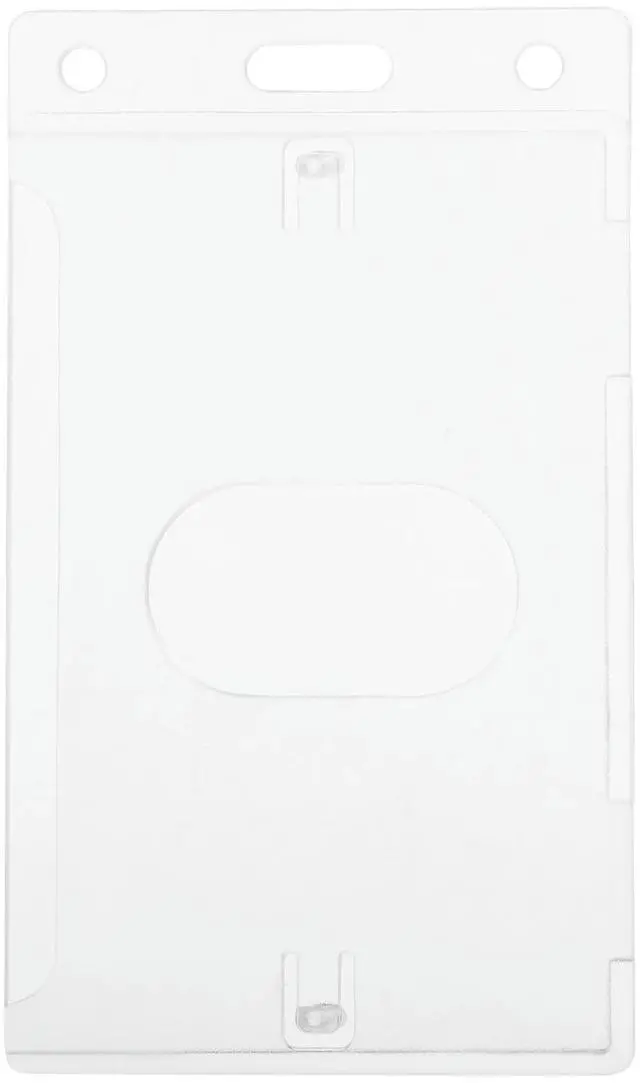 Main image of Hard Plastic Id Badge Holder Vertical Card Protector Transparent Card Cover with Thumb Slot for Office School Use
