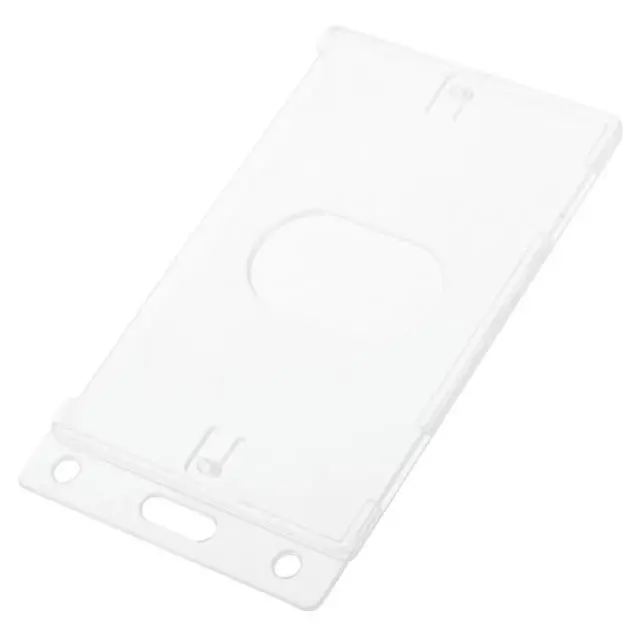 Alt view image 3 of 3 - Hard Plastic Id Badge Holder Vertical Card Protector Transparent Card Cover with Thumb Slot for Office School Use