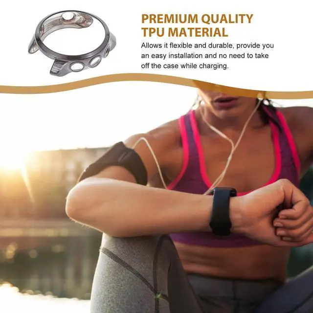 Alt view image 3 of 3 - Grey Electroplated Watch Case Cover Full Protection Tpu Protective Frame for Forerunner 245 Music Scratch Drop Bump