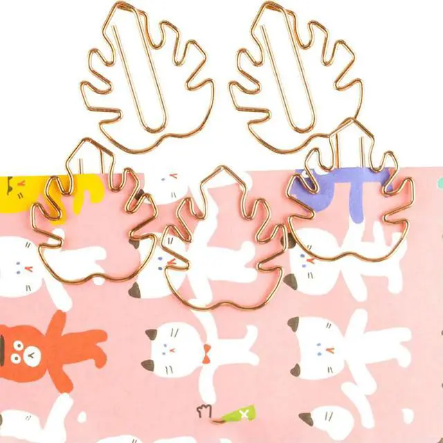 Alt view image 3 of 3 - 10Pcs Cartoon Tortoise Leaf Paper Clips Creative l Clips for Photo Note Bookmark Office School Use Rose Gold