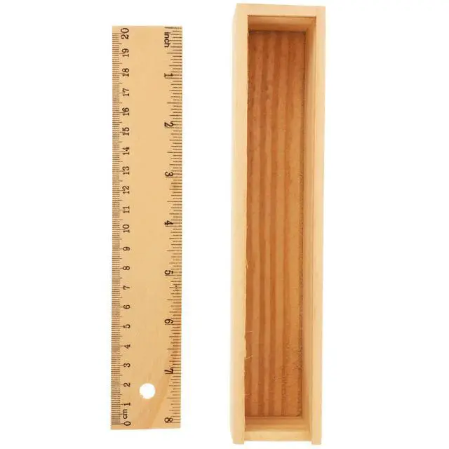 Alt view image 2 of 3 - Solid Color Thick Wooden Pencil Case Rectangle Box Large Capacity Eco Friendly Wood Stationery Box for Kids School