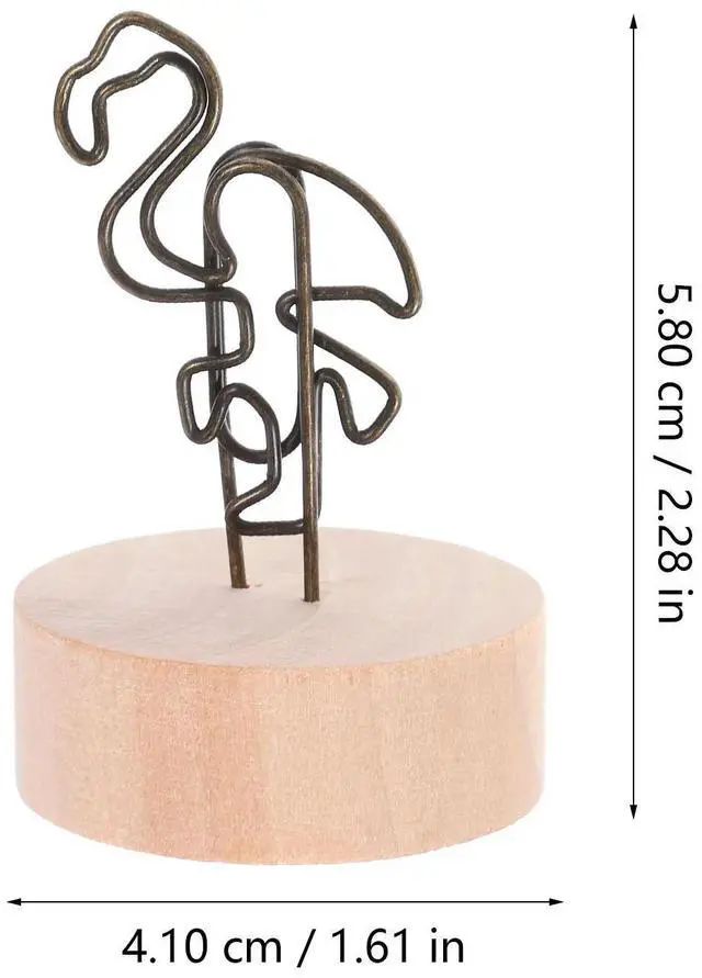Alt view image 2 of 3 - Desktop Photo Clip Holder with Wooden Base for Table Number Display Wedding Place Cards Menu Cards Memo Notes Picture Stand Card