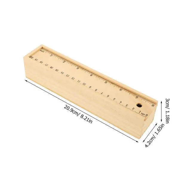 Alt view image 3 of 3 - Solid Color Thick Wooden Pencil Case Rectangle Box Large Capacity Eco Friendly Wood Stationery Box for Kids School