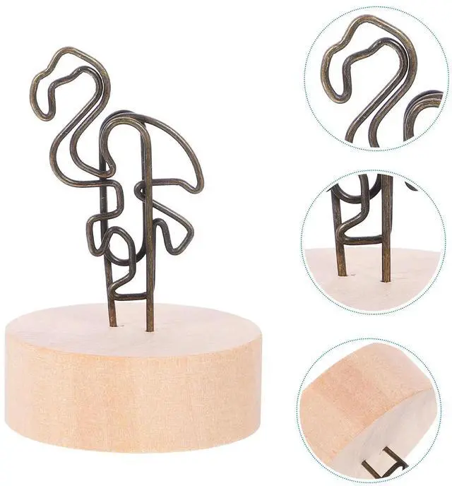 Main image of Desktop Photo Clip Holder with Wooden Base for Table Number Display Wedding Place Cards Menu Cards Memo Notes Picture Stand Card