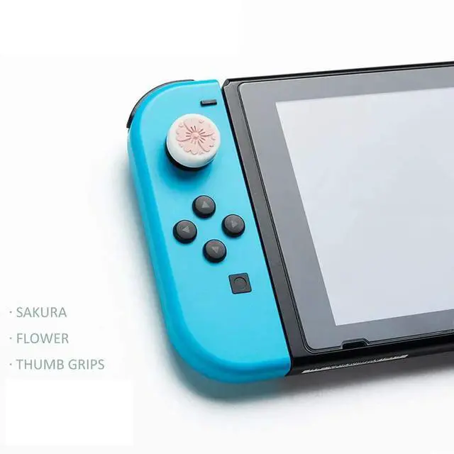 Alt view image 3 of 3 - 4 Pack Sakura Flower Thumb Grip Caps, Soft Silicone Cover Joystick Cap For Switch & Lite
