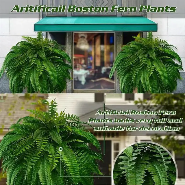 Alt view image 2 of 3 - Lifelike UV Resistant Artificial Boston Fern for Outdoor Use Faux Fern Plants Greenery Decorative Fake Ferns