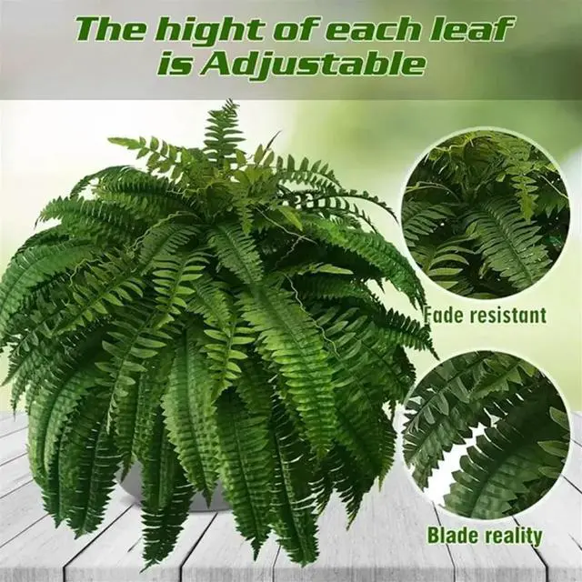 Alt view image 3 of 3 - Lifelike UV Resistant Artificial Boston Fern for Outdoor Use Faux Fern Plants Greenery Decorative Fake Ferns