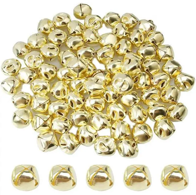 Main image of 100 Pieces Jingle Bells, 15mm l Jingle Bells Mini Craft Bells Beads for DIY Gold