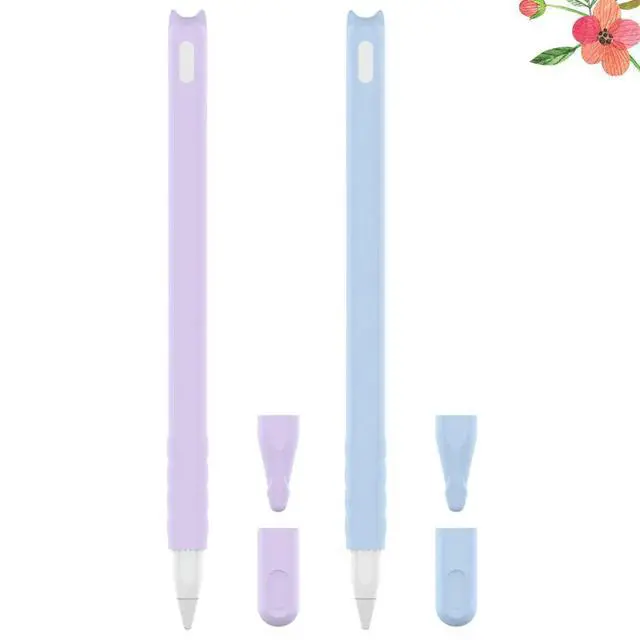 Alt view image 2 of 3 - 2Pcs Silica Gel Cat Head Pencil Case Compatible Pencil 2Nd Gen Cartoon Cover Stable Color Protective Case Pen Sleeve