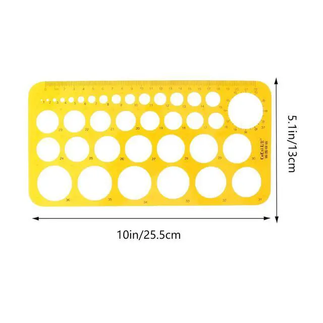 Alt view image 3 of 3 - Circle Drawing Template Plastic Draft Geometric Ruler Orange for School Office Supplies Architecture Measuring Tool Circle