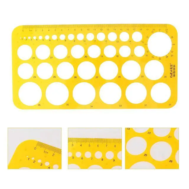 Alt view image 2 of 3 - Circle Drawing Template Plastic Draft Geometric Ruler Orange for School Office Supplies Architecture Measuring Tool Circle